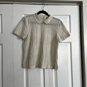 J. Crew Ivory Eyelet Blouse